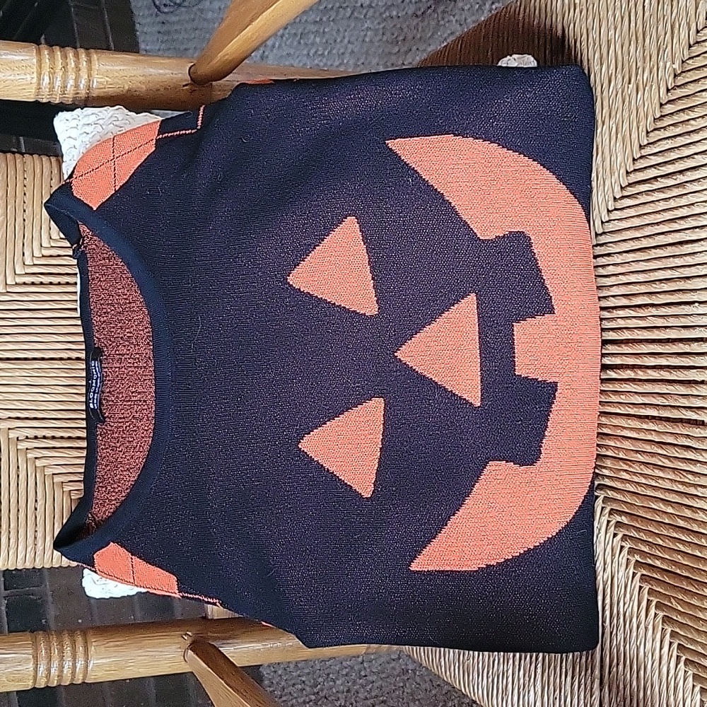 Bloomchic pumpkin, argyle black/orange sweater,  size 18-20